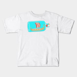 Viking Ship In a Bottle Kids T-Shirt